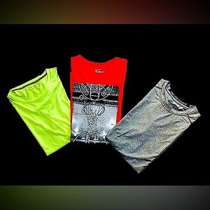 1 Xersion neon tee, 1 Nike tee, 1 fitted dry(grey)